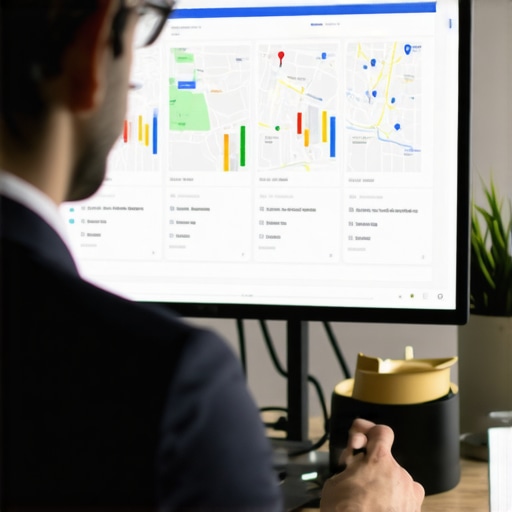 Person analyzing Google Maps and local SEO data on a laptop