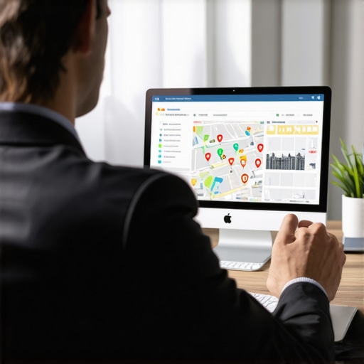 Business owner reviewing Google Insights with D.C. landmarks