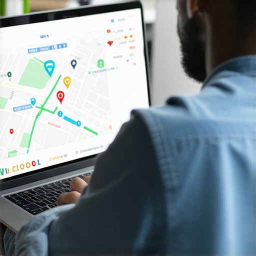 Local SEO Expert Analyzing Google Maps Rankings Expert analyzing local SEO strategies on a laptop with Google Maps