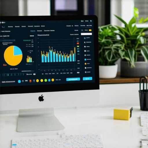 SEO Tools for Local Business Maintenance A desktop monitor displaying local SEO analytics graphs and ranking data.