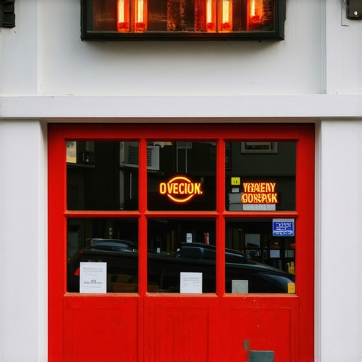 Busy small business storefront in Washington DC with signage and customers