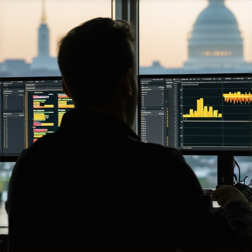 Person reviewing analytics and citation reports for local SEO success against Washington DC landmarks.