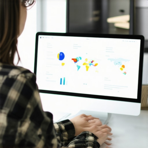 Digital Marketer Analyzing Local SEO Data Person working on SEO analytics with maps and graphs on computer screen.