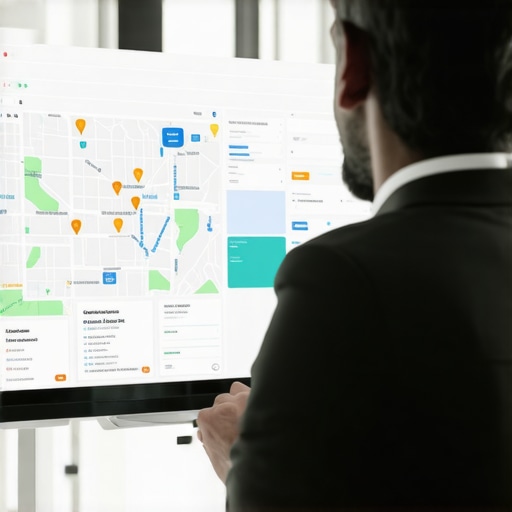 Digital marketer analyzing local SEO metrics and maps