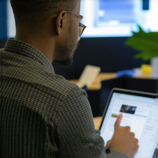 Business owner replying to reviews on a laptop