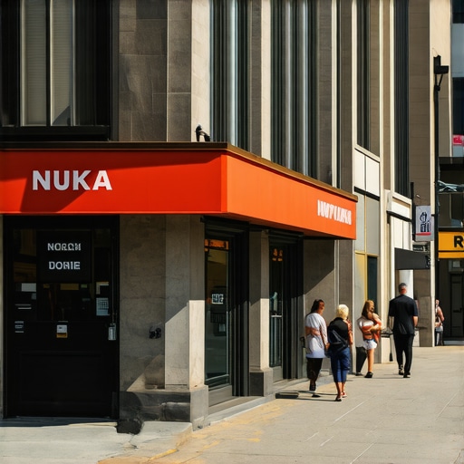 A vibrant Washington DC street with various local storefronts and signage