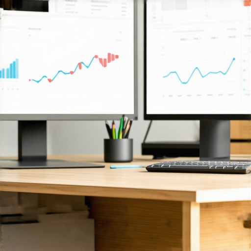 Digital Marketing Workspace for Local SEO A workspace with two screens displaying SEO analytics and Maps rankings for Washington DC businesses.