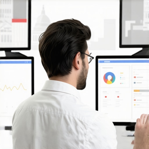 A person reviewing SEO analytics dashboards related to Washington DC