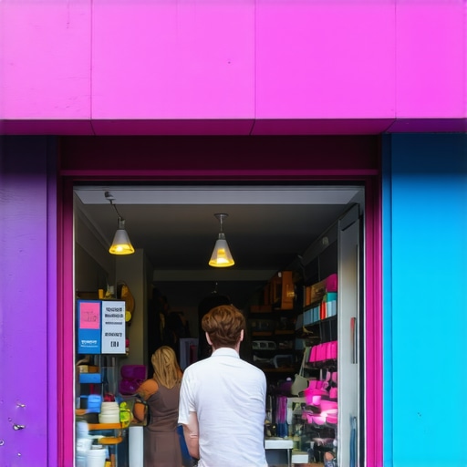 Business owner greeting customers outside a storefront in downtown Washington DC