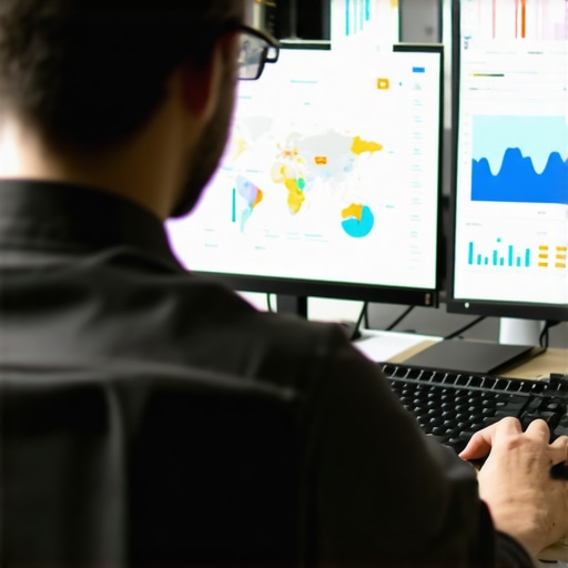 Local SEO Tools in Action Business owner analyzing SEO performance metrics and maps on a computer