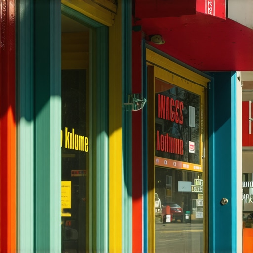 Busy storefront in Washington DC showing local signage, street view