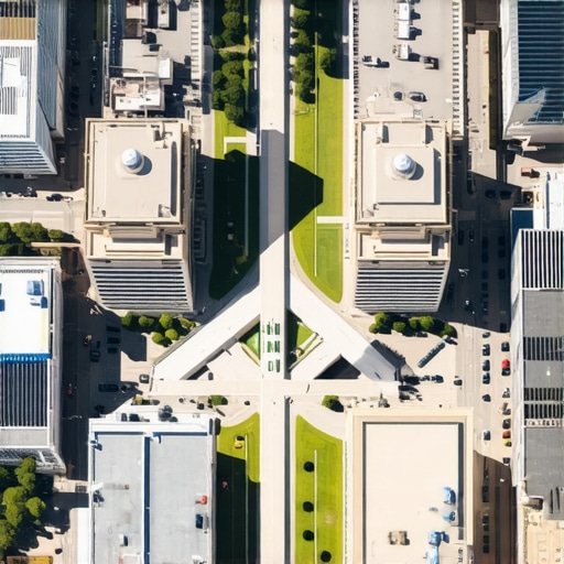 A panoramic view of Washington D.C. with a Google Maps overlay highlighting local business pins